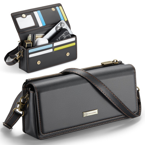 CaseMe ME30 Max Multifunctional Large-Capacity Shoulder Crossbody Phone Bag - Black